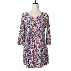 Old Navy Dress Women's Size Medium White‎ Floral Fairy Cottagecore Peasant Flowy